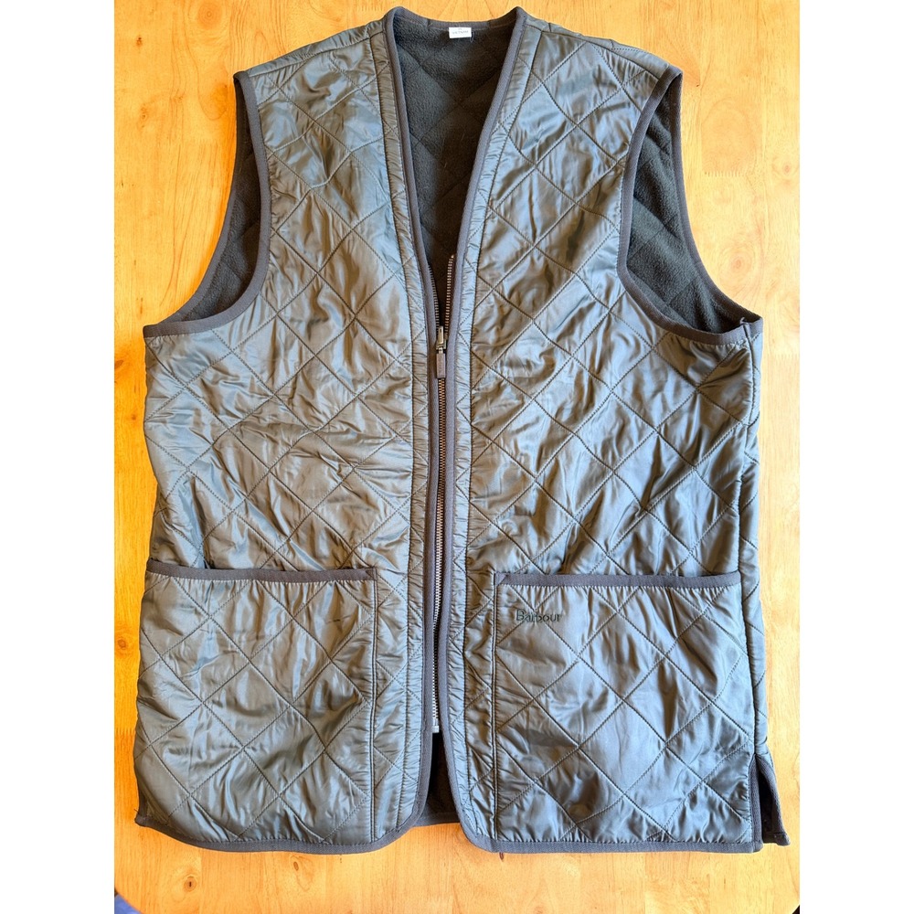 Barbour Polarquilt Waistcoat Zip-In Liner Vest Olive Green Mens Medium 542